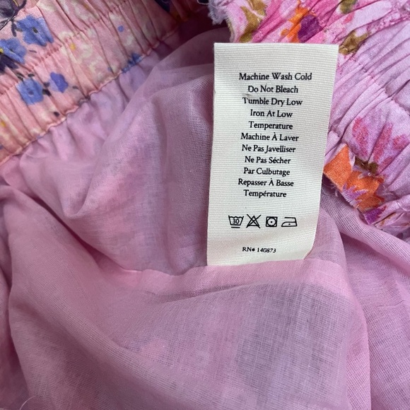 LoveShackFancy Ruffled Two Tier Mini Skirt in Exploded Pink  Floral Size M - Picture 10 of 12